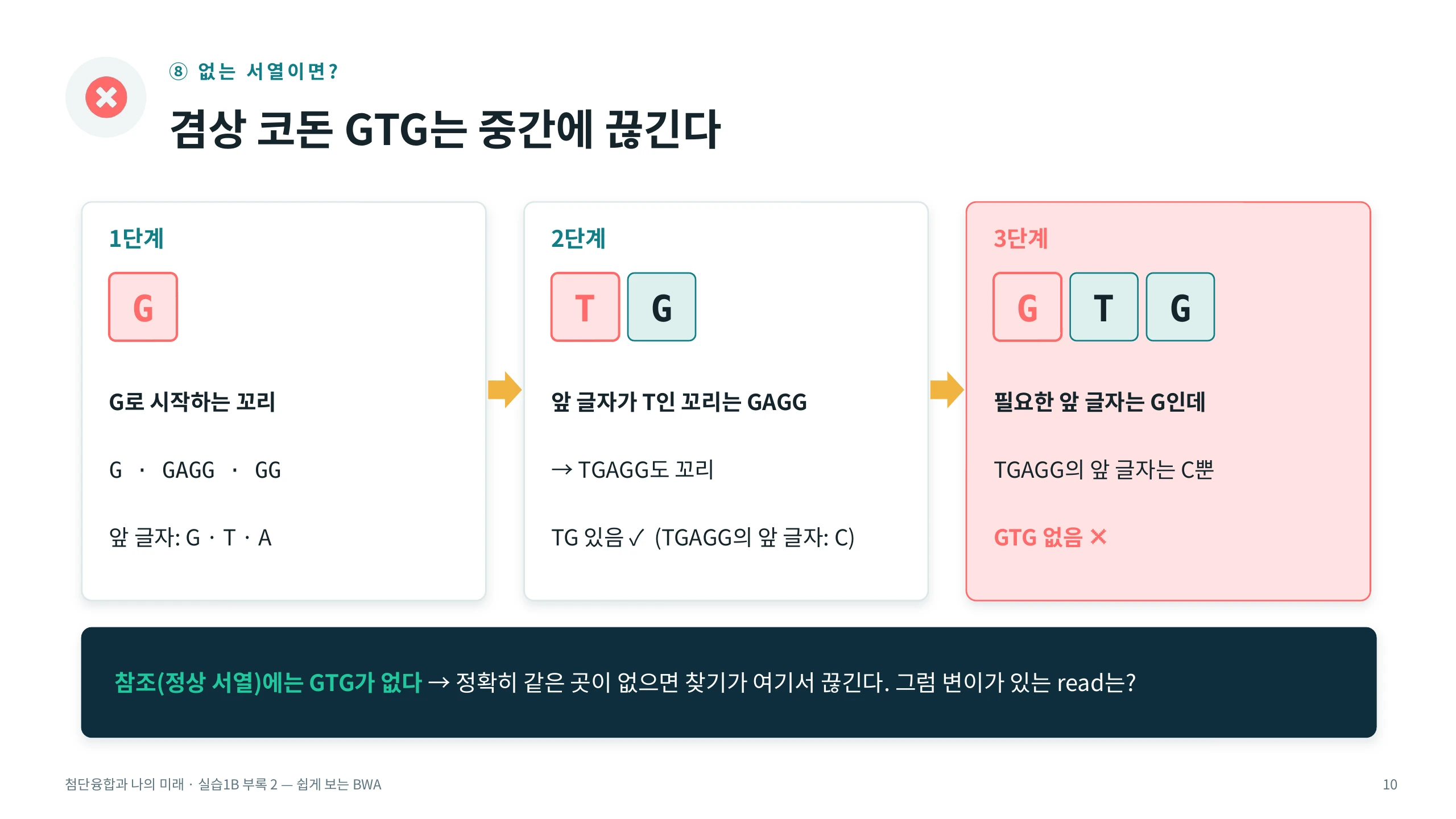 ⑧ 없는 서열이면? — 겸상 코돈 GTG는 중간에 끊긴다